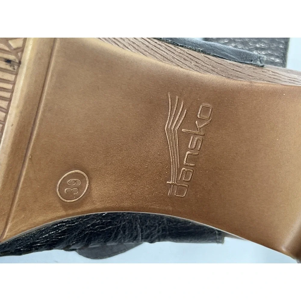 Dansko Danae Sandals Womens 39 Bronze Metallic Leather Block Heel Boho Festival